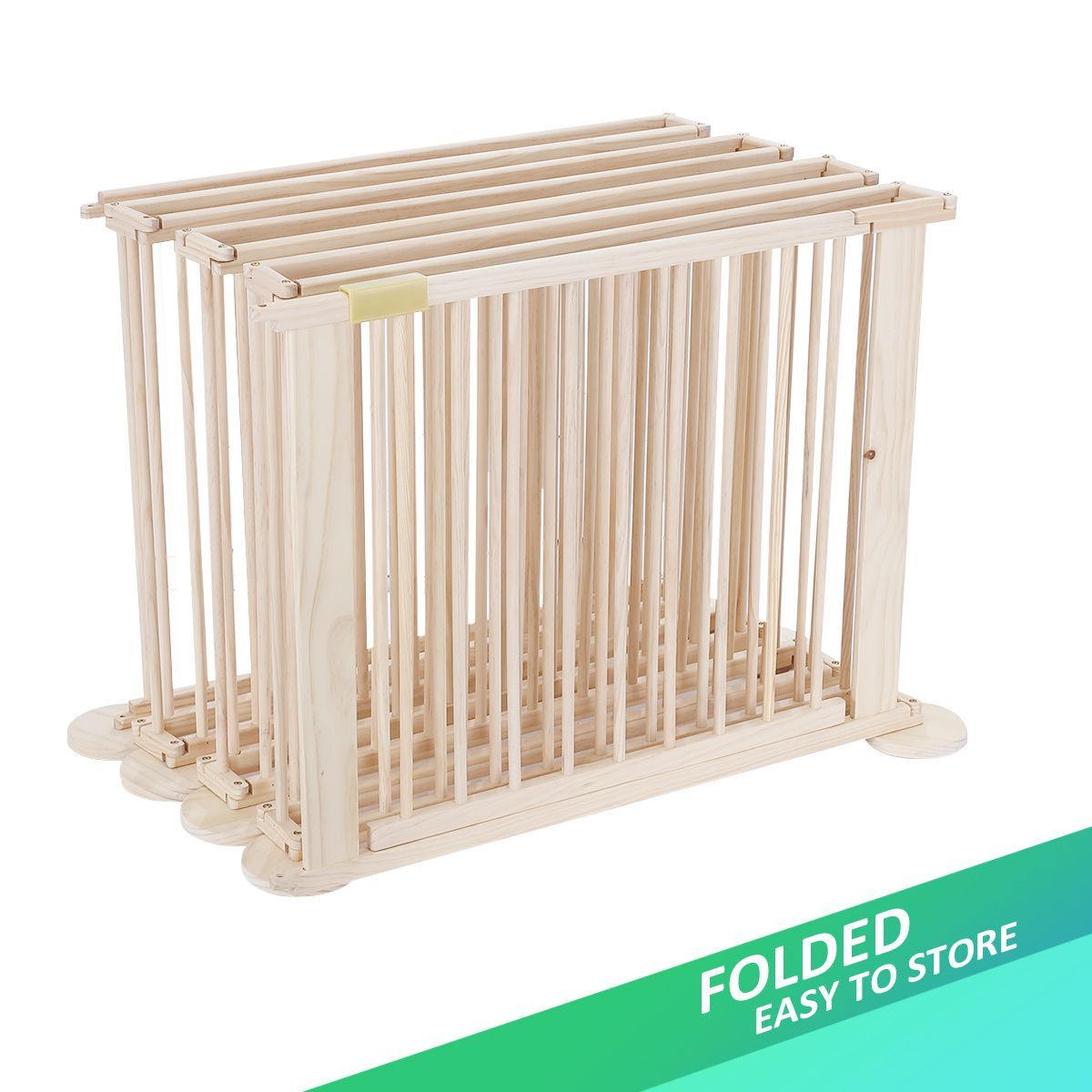 8-Panel Wooden Kids Playpen Foldable & Removable-Burlywood | Crazy Sales