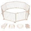 8 Panel Wooden Kids Playpen Foldable Removable - Burlywood