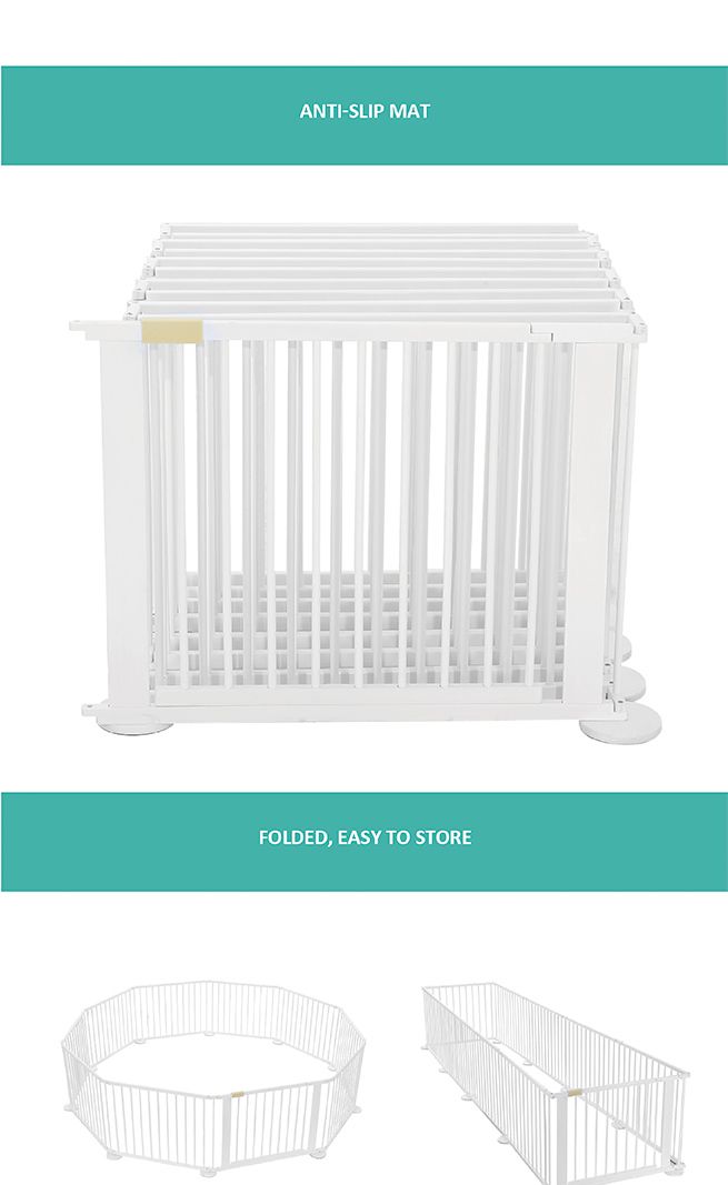 10 Panel Wooden Playpen Kids Baby Toddler Fence Play Yard White Crazy