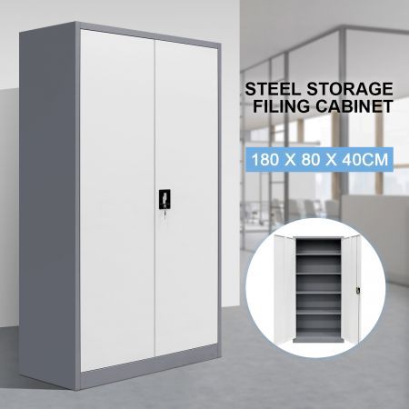 Lockable Office Filing Cabinet File Storage Cabinet 5 Adjustable Shelves Cabinet 