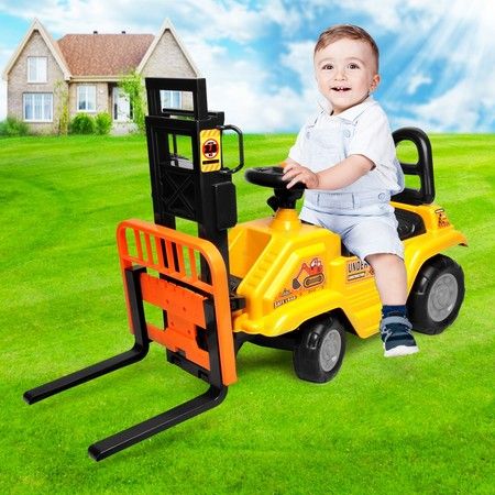 Kids Forklift Ride On Car Toy Toddler Children Engineer Vehicle - Yellow