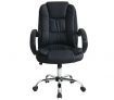 High Back Adjustable PU Leather Executive Office Chair with Arm Rests - Black - 7307_BK