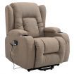 Electric Massage Chair Linen Fabric Recliner Sofa Lift Motor Armchair 8 Point Heating Seat