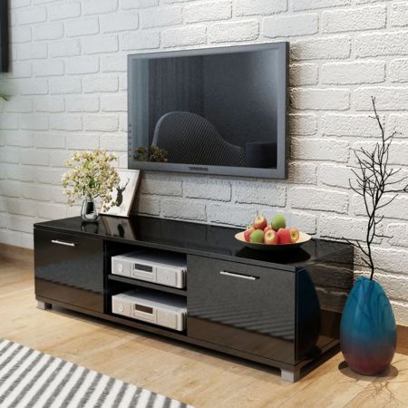 TV Cabinet High-Gloss Black 120x40.3x34.7 cm