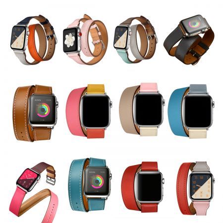 Top Grade Thick Genuine Leather Apple Watch iWatch Band 38mm 40mm 42mm 44mm Compatible
