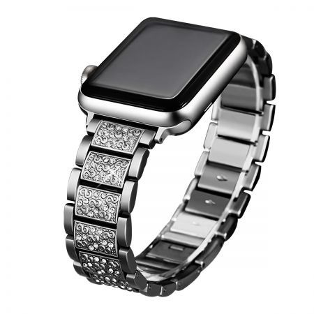 Elegant Bling Stainless Steel Apple Watch iWatch Band 38mm 40mm 42mm 44mm Compatible