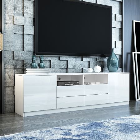 180cm Tv Stand Cabinet Wooden Entertainment Unit Gloss Storage 4