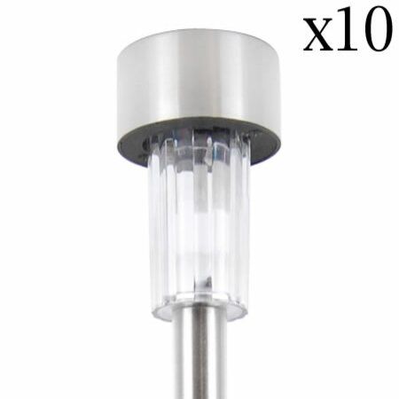 Solar Power Garden Lights 10 Pack Set Stainless Steel Slim Design Solar Power Garden Lights 10 Pack Set Stainless Steel Slim Design Crazy S