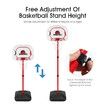 1.6m-2.4m Large Kids Portable Basketball Hoop Stand System Set Adjustable Height Net Ring Ball