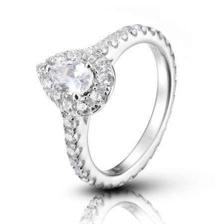 Pear Shaped Sterling Silver 925 Zulastone Halo Engagement Ring