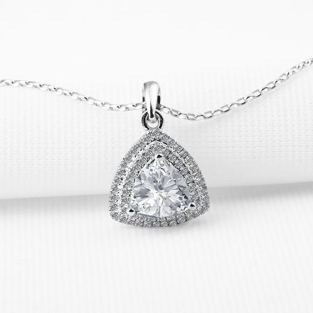 S925 Sterling Silver Layering Crystal Pendant Chain Necklace