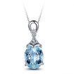 Sky Blue Topaz Faceted Oval Cut Stone Pendant Necklace