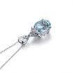 Sky Blue Topaz Faceted Oval Cut Stone Pendant Necklace