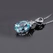 Sky Blue Topaz Faceted Oval Cut Stone Pendant Necklace