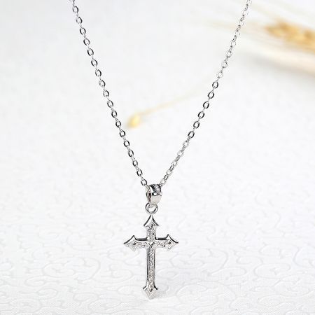 Cross Pendant Necklace Christian Token in S925 Sterling Silver