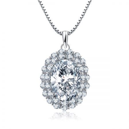 Pendant Jewelry Oval Cut Stone Double Crystal-studded Halos