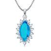Marquise Cut Stone Pendant w/ Crystals Border Necklace