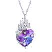 Heart Shaped Castle Crowned Stirling Silver Necklace - Blue Amethyst