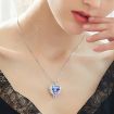 Heart Shaped Encased Zulastone Necklace - Sapphire Amethyst