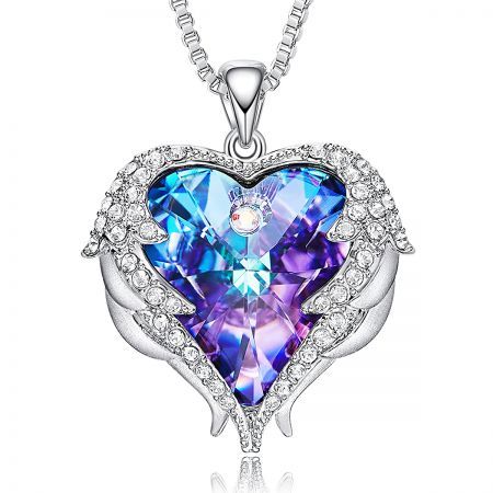 Heart Shaped Encased Zulastone Necklace - Sapphire Amethyst
