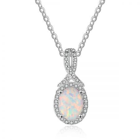 Classical Style Marbled Opal Zulastone Sterling Silver Necklace
