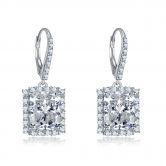 Sterling Silver Drop Earrings with Halo Square Zulastone