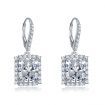 Sterling Silver Drop Earrings with Halo Square Zulastone