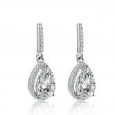 Sterling Silver Drop Earrings with Halo Pear Shaped Zulastone