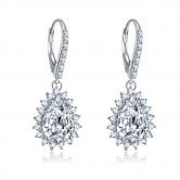 Sterling Silver Drop Earrings with Teardrop Snowflake Zulastone