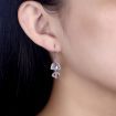 Mushroom Shaped Austrian Crystal Dangle Earrings S925 Sterling Silver