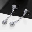 Crystal Luxury Zulastone Long Drop Bridal Earrings 925 Sterling Silver Pendant Jewelry