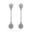 Crystal Luxury Zulastone Long Drop Bridal Earrings 925 Sterling Silver Pendant Jewelry