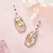 Hollow Olive Yellow Swarovski Style Crystal Earrings Sterling Silver 925 Pendant Ornament