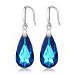 Swarovski Sapphire Crystal Element Drop Earrings Teardrop 925 Sterling Silver Jewelry