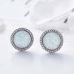 Opal Solitaire Colorful Stud Earrings Round 925 Sterling Silver Fashion Jewelry