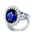 Royal Blue Round Cubic Zulastone Simulated Sapphire For Women Promise Ring Sterling Silver