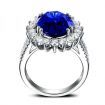 Royal Blue Round Cubic Zulastone Simulated Sapphire For Women Promise Ring Sterling Silver