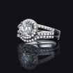 Round Cut Zulastone Split Shank Halo Ring Bridal Set Proposal Engagement Band