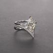 S925 Sterling Silver Marquise Cut Engagement Ring with Accent