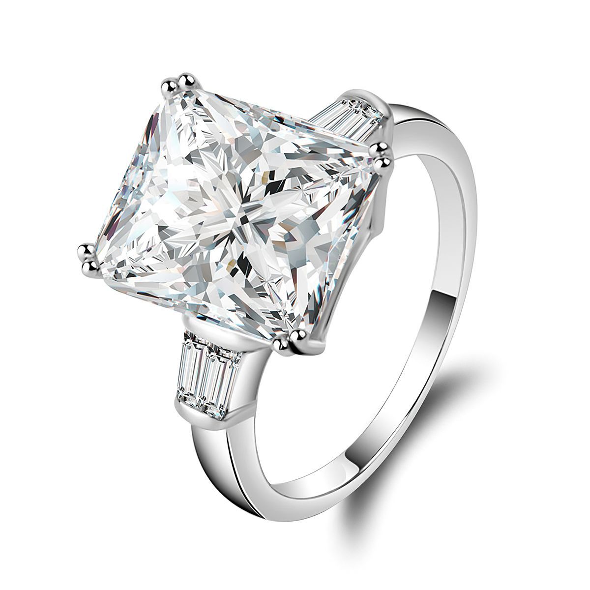 Square Princess Cut Solitaire Zulastone Engagement Ring in 925 Sterling Silver