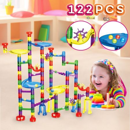 122PCS Marble Run Game Marble Race Track Light Marbles Kids Birthday Gift