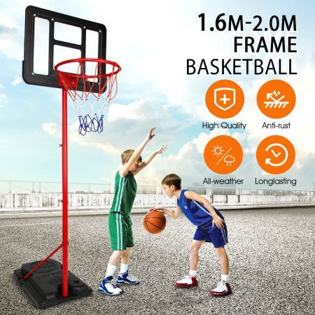 In-ground Basketball Goal Anchor System Basketball Hoops with Shatterproof PVC Backboard Portable Backboard System Stand w/ 2 Wheels MBVBN Basketball Hoop Kids/Adults Height-Adjustable 