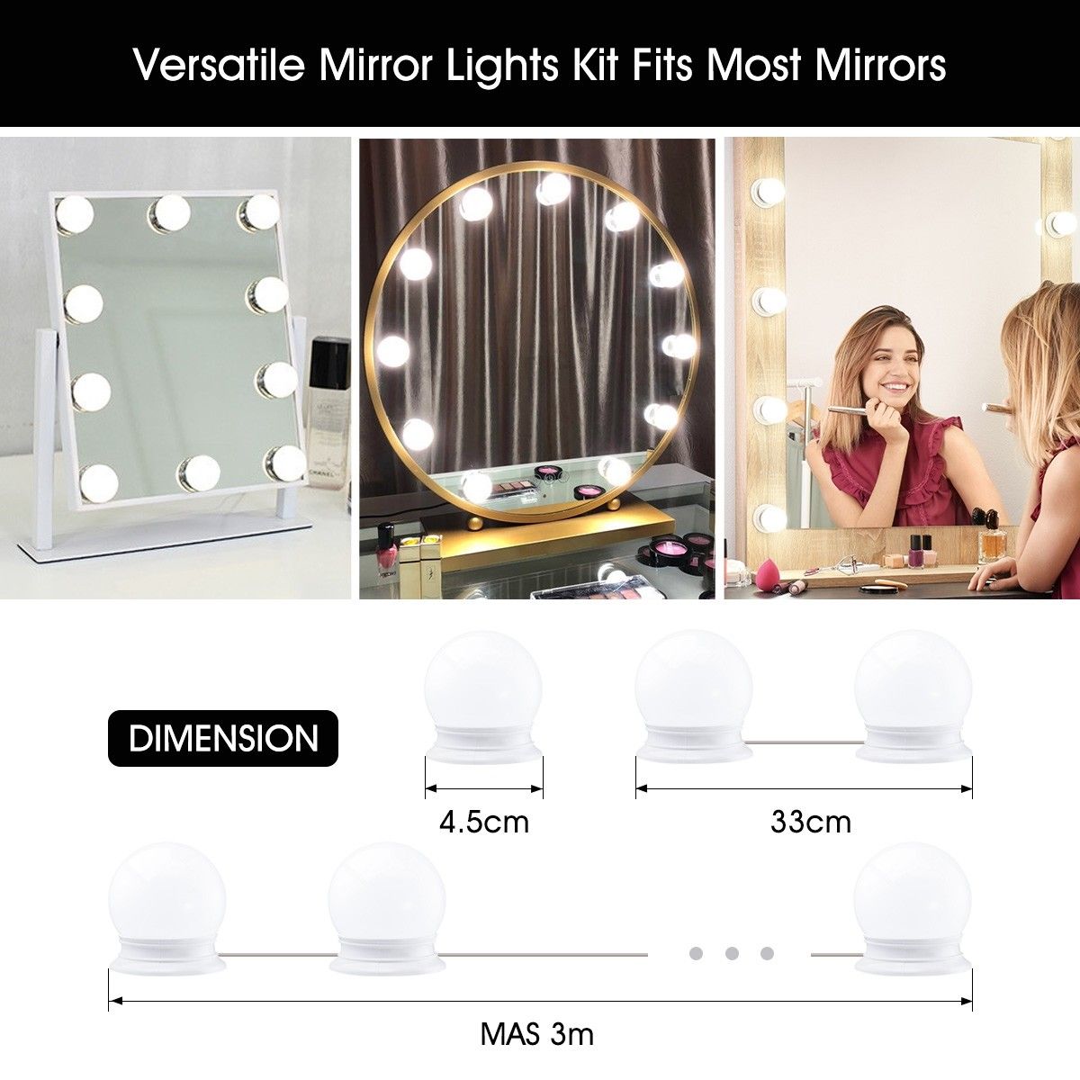 Vanity Mirror LED Light Bulbs 3 Colours Optional Dimmable 10 LED Bulbs | Crazy Sales