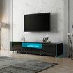 165cm TV Cabinet Stand Unit Lowline Wood Furniture Gloss Front LED w/2 Doors & 2 Drawers Black