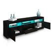 180cm Modern Wooden TV Unit Side Cabinet RGB LED High Gloss Front-Black