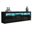 180cm Modern Wooden TV Unit Side Cabinet RGB LED High Gloss Front-Black