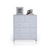 Modern White Tallboy Chest of Drawers Dresser w/3 Large & 2 Half Storage Drawers