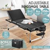 75cm Aluminium Massage Table Bed Therapy Equipment-Black 