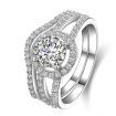 Round Cut Zulastone Split Shank Halo Ring Bridal Set Proposal Engagement Band