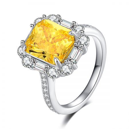 Yellow and White Sterling Silver Zulastone Engagement Ring
